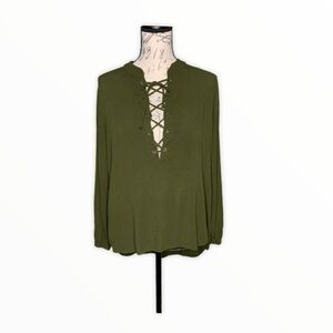 Lovely Day Lace Up Front Blouse